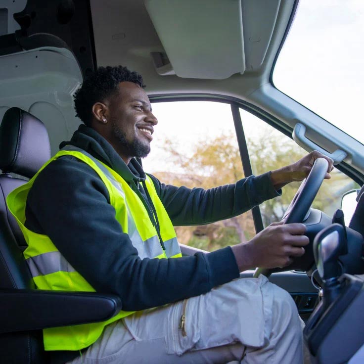 Man driving a commercial vehicle